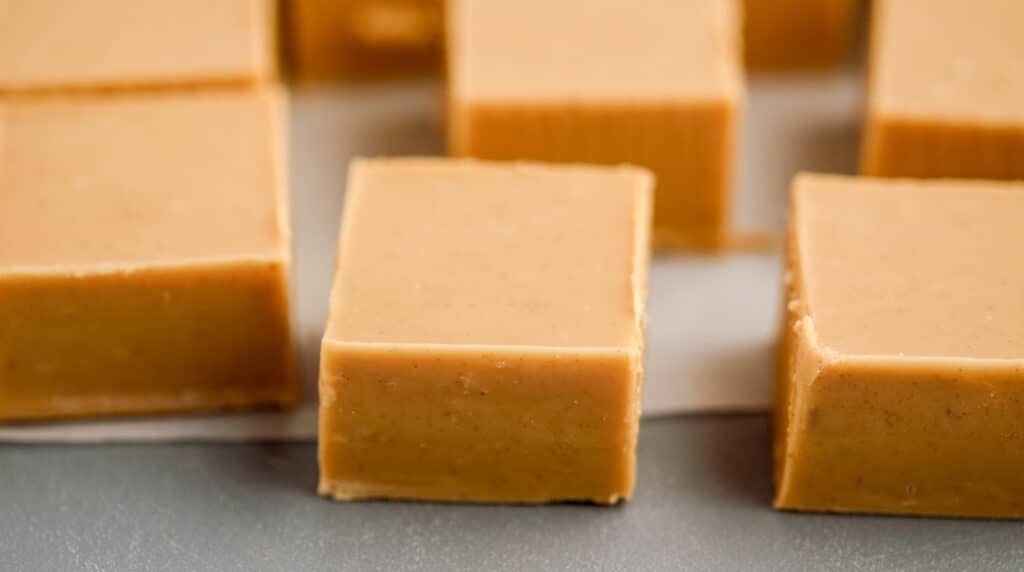 Peanut Butter Squares on Parchment Paper