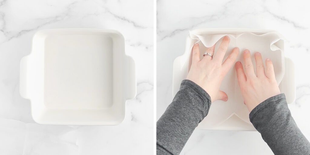 Prepare 8 by 8 Dish with Parchment