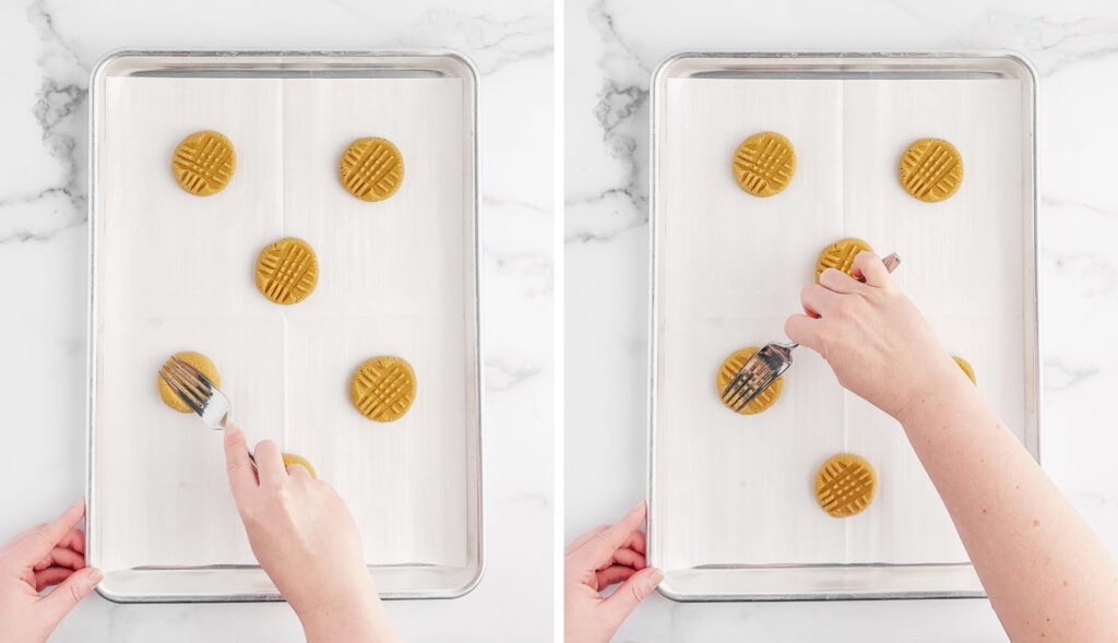 Marking Peanut Butter Cookies with Forks
