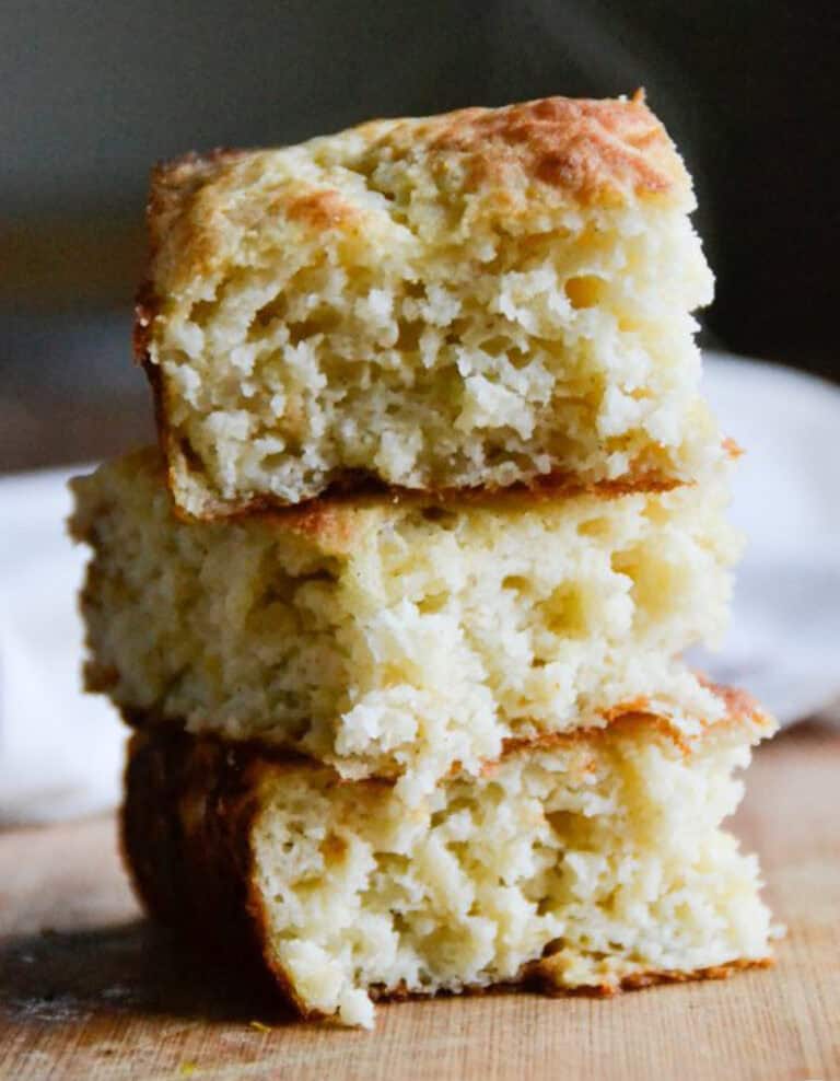 Buttermilk Cornbread Stacked on Wooden Surface