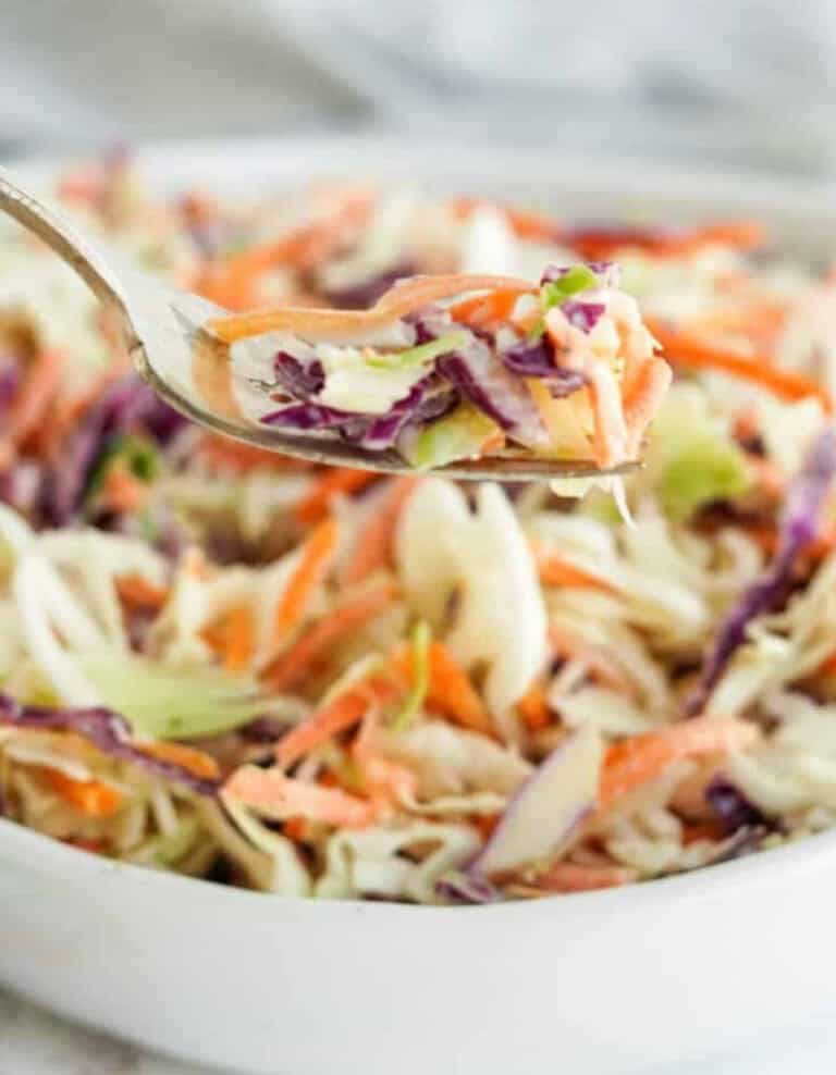 Classic Coleslaw in White Bowl