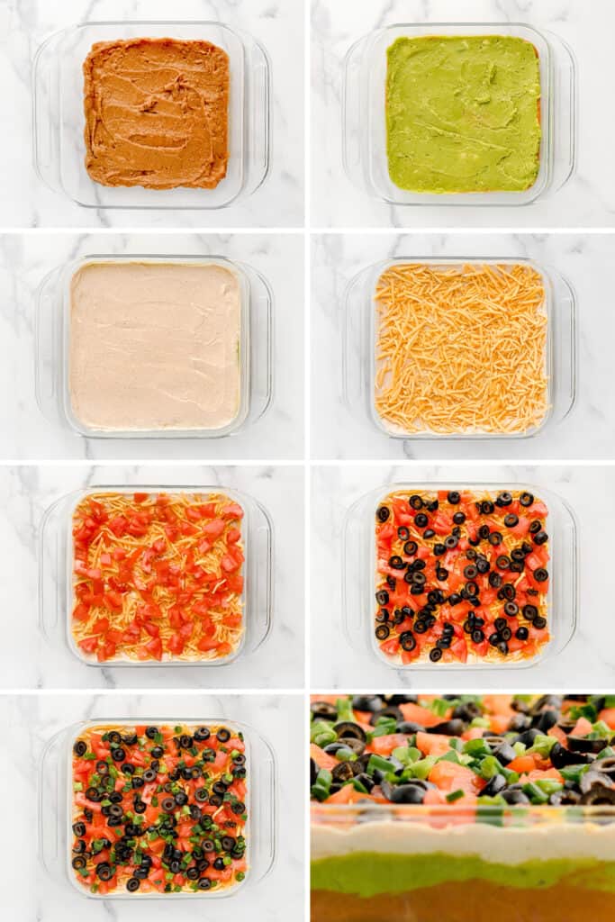Step by Step Layers of Taco Dip