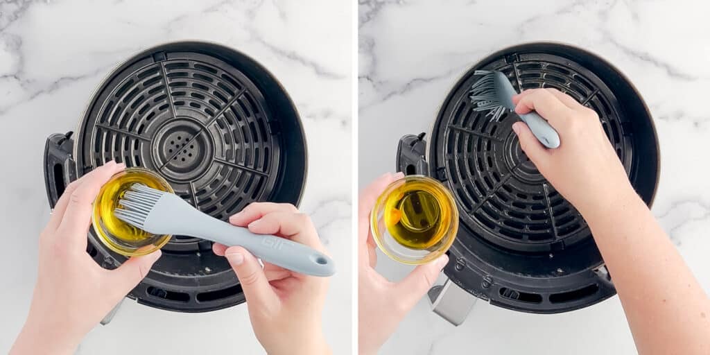 Coating Air Fryer Basket with Olive Oil