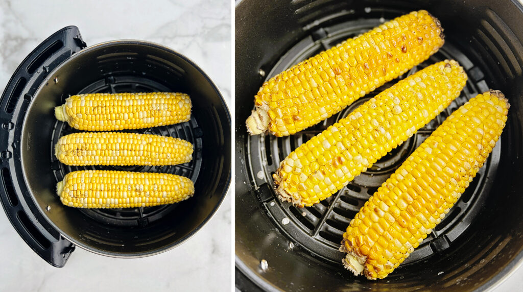 Air Fried Corn on the Cob in the Air Fryer Basket