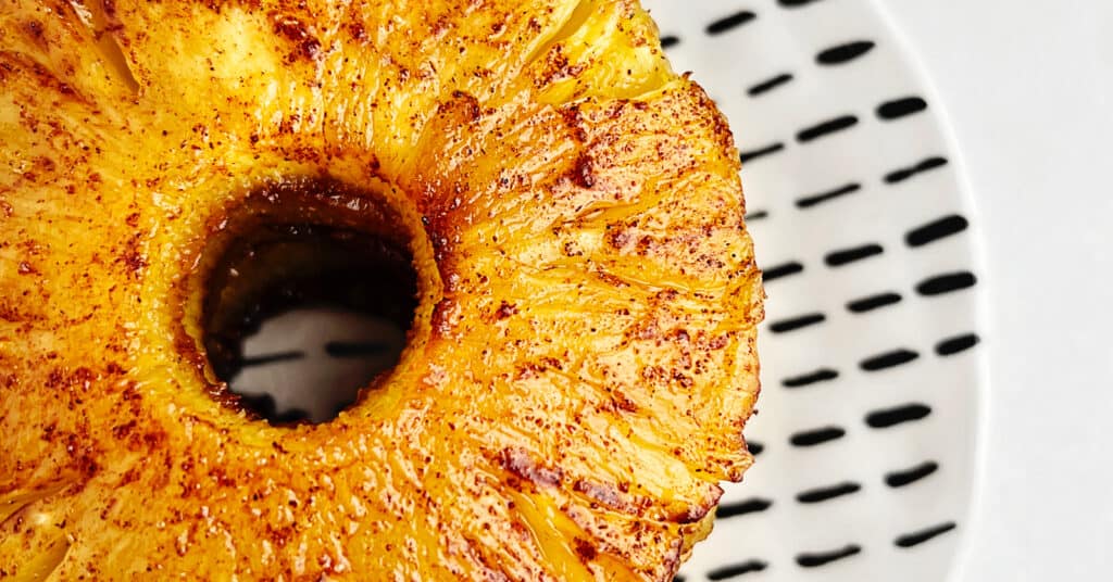Air Fried Pineapple Ring on a Decorative Plate