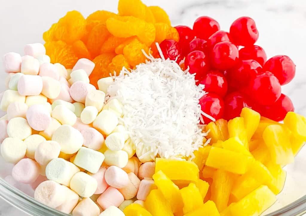 Fruit and Shredded Coconut in Bowl