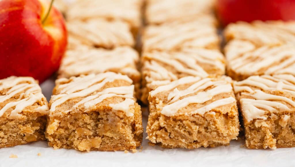 Apple Blondies with Maple Glaze Closeup