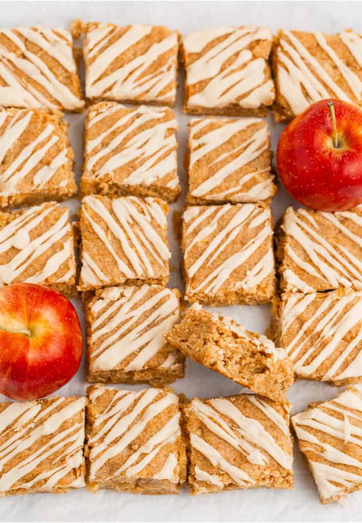 Apple Blondies with Maple Glaze Cut Into Squares