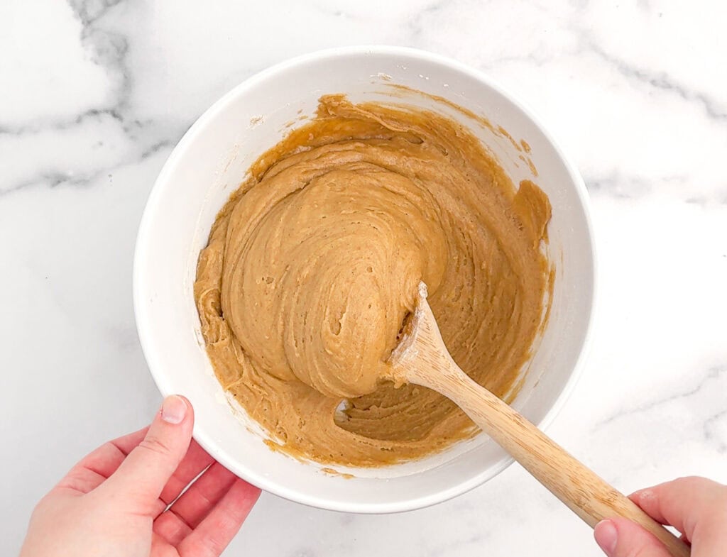 Combining Wet and Dry Ingredients for Apple Blondies