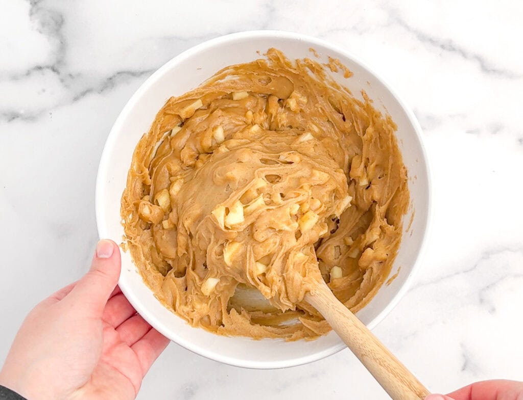 Folding Applies Into Blondie Batter