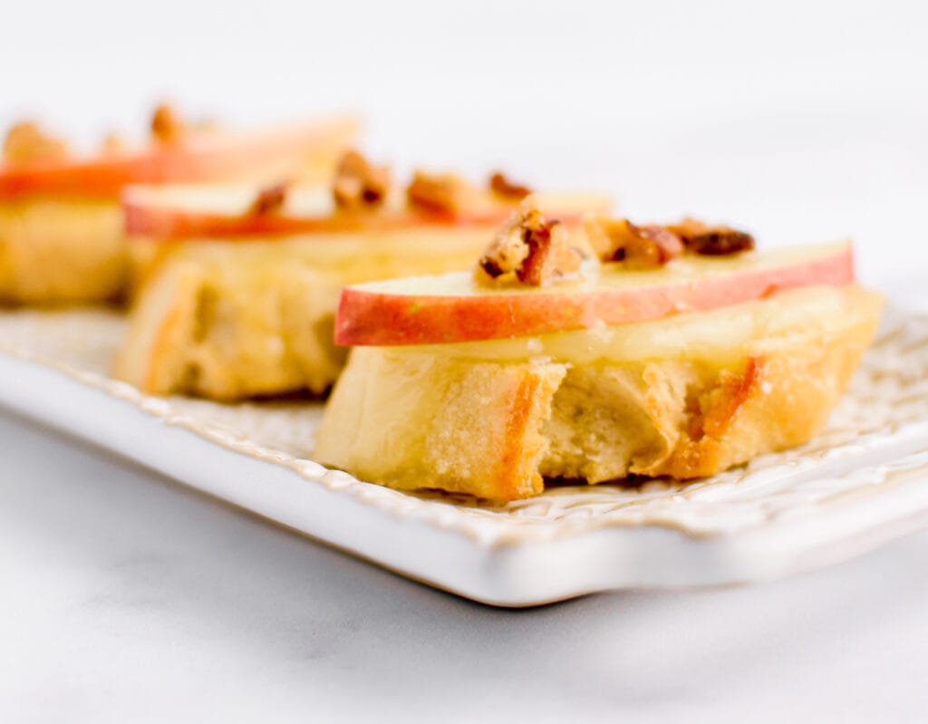 Apple Crostini Appetizer Closeup on Plate