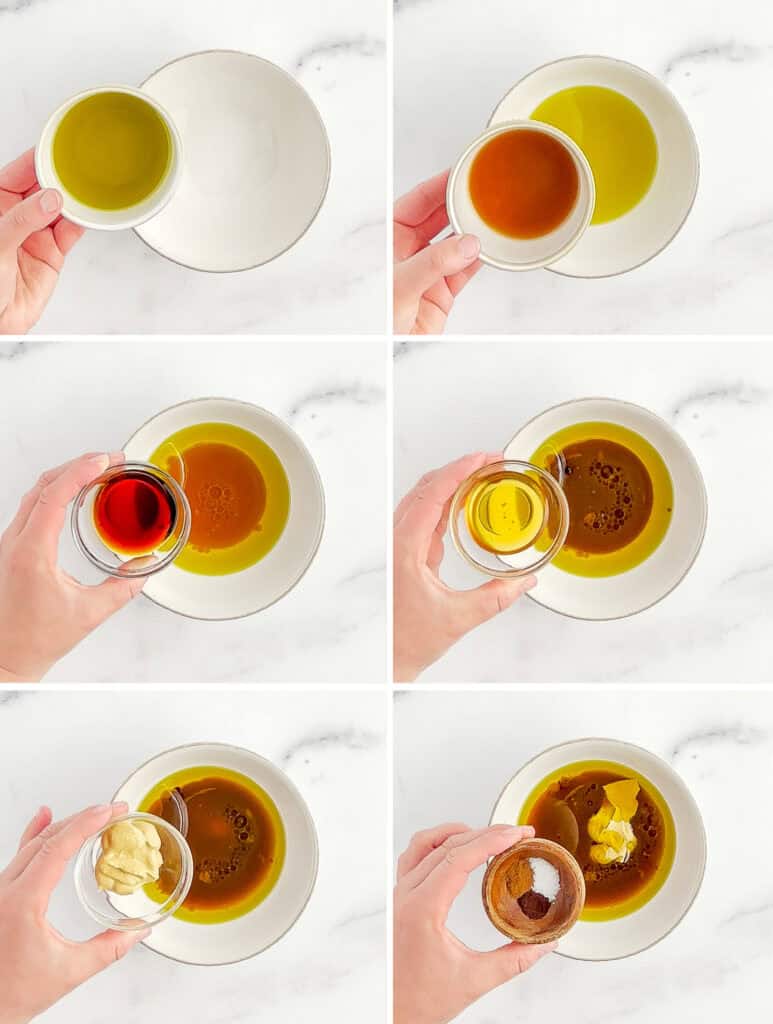 Mixing Ingredients for Apple Cider Vinaigrette in a Bowl