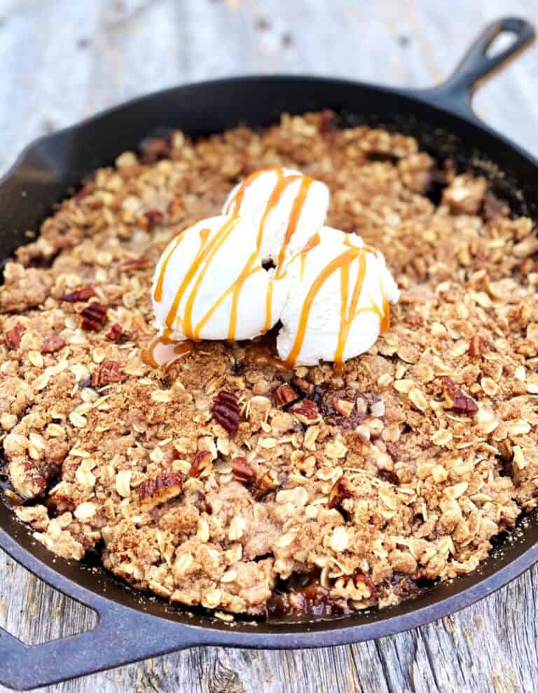 Easy Apple Crisp in Skillet With Ice Cream