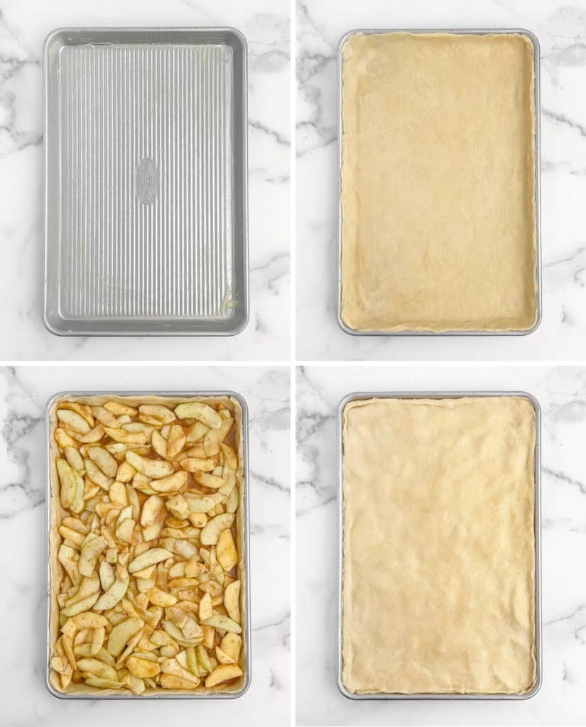 Assembling the Apple Pie Bars on the Baking Sheet