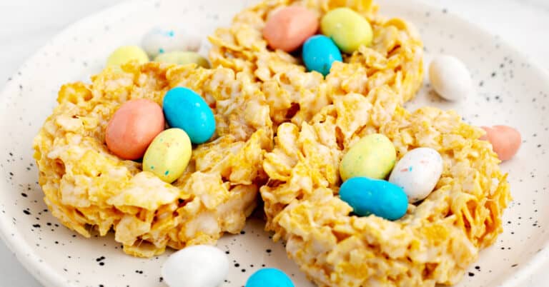 Three Birds Nest Cornflake Treats with Robin Egg Candies