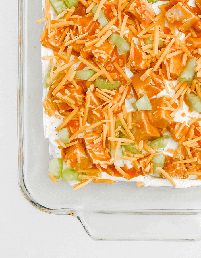 Buffalo Chicken Dip in Glass Pan Final