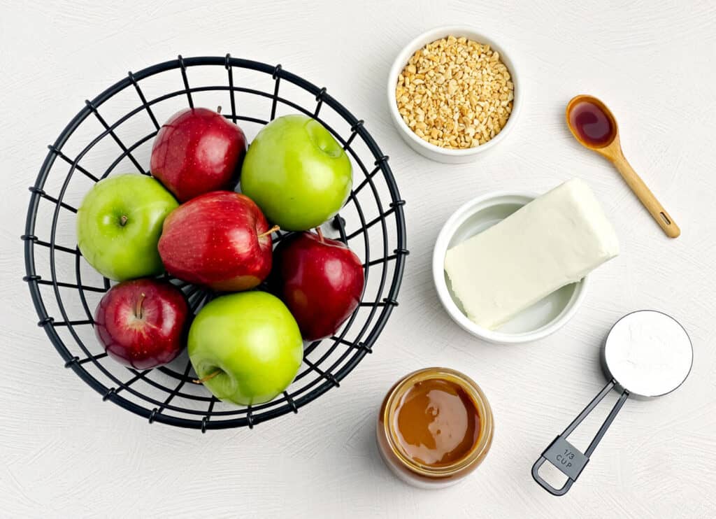 Apples, Peanuts, Cream Cheese, Sugar, Vanilla, Caramel Ingredients