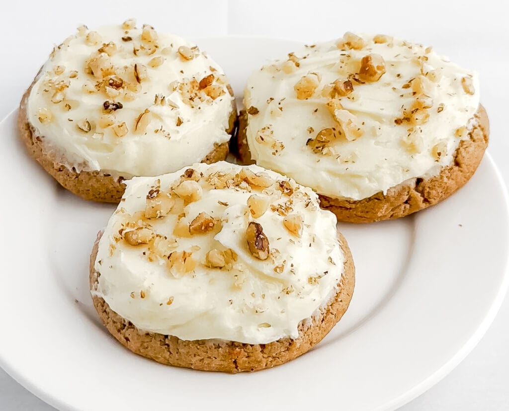 Carrot Cake Cookies on White Plate