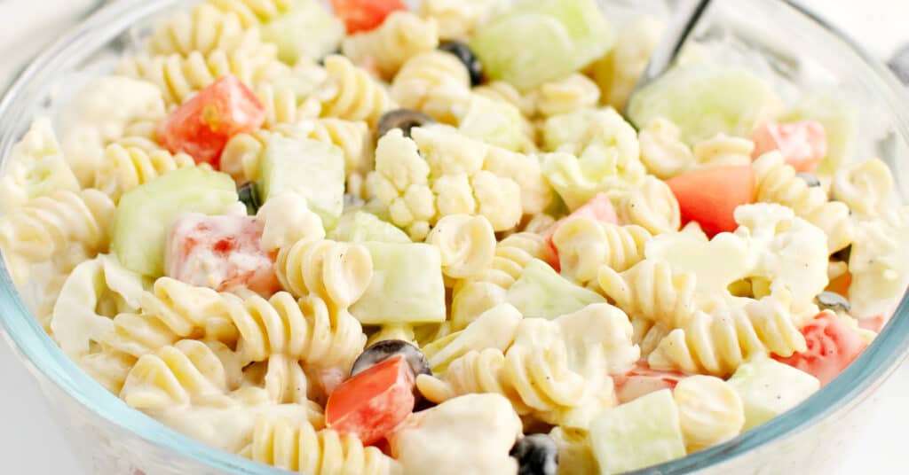 Cauliflower Ranch Pasta Salad Header