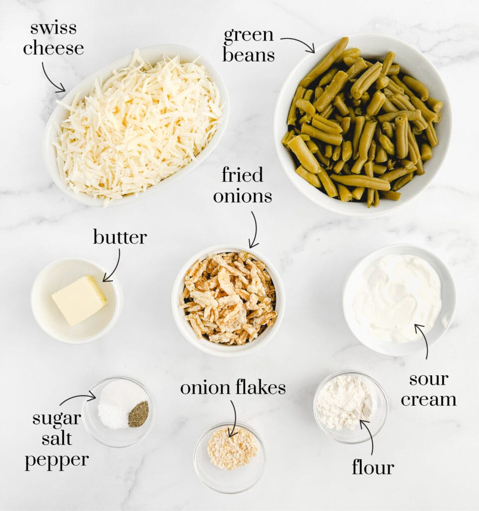 Ingredients for Swiss Cheese Green Bean Casserole