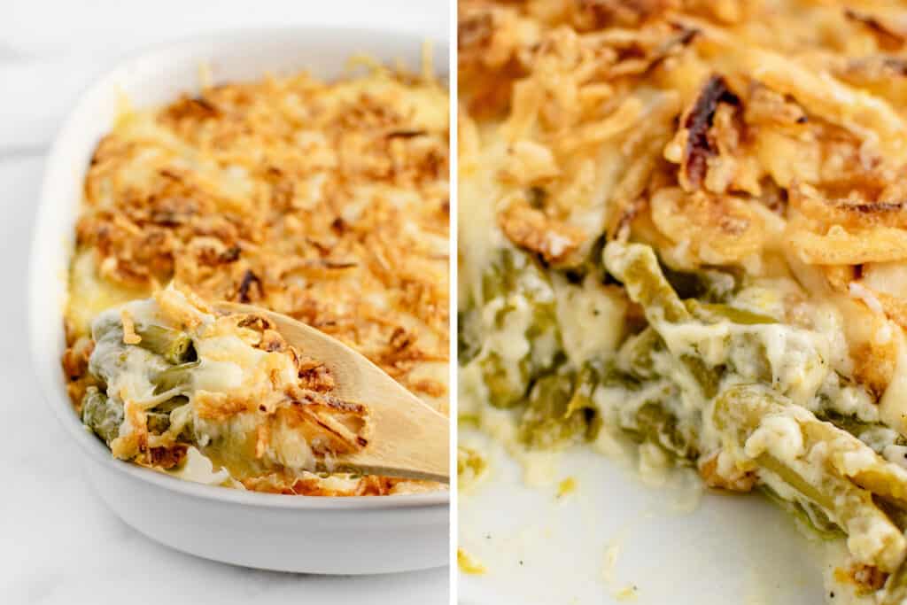 Green Bean Casserole (left) Closeup (right)