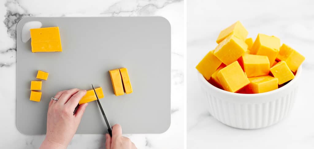 Cut Cheddar Cheese Into Chunks