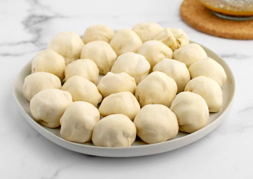 Stuffed Rolls on Plate on Marble Surface