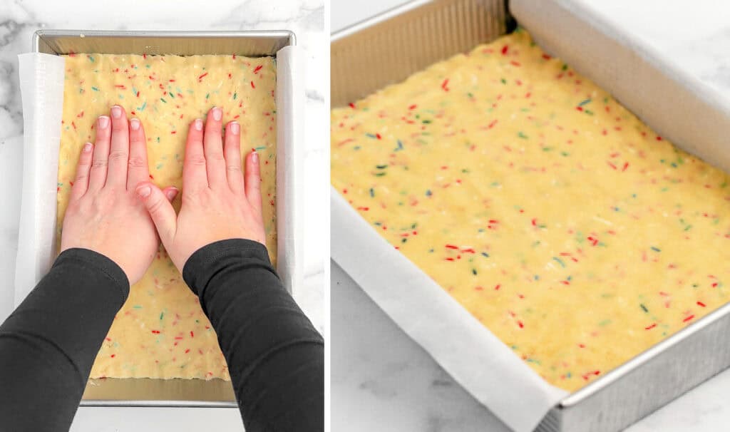 Pressing Sugar Cookie Dough Into Pan
