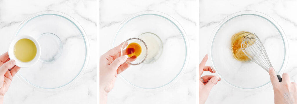 Adding Egg White and Vanilla to Mixing Bowl