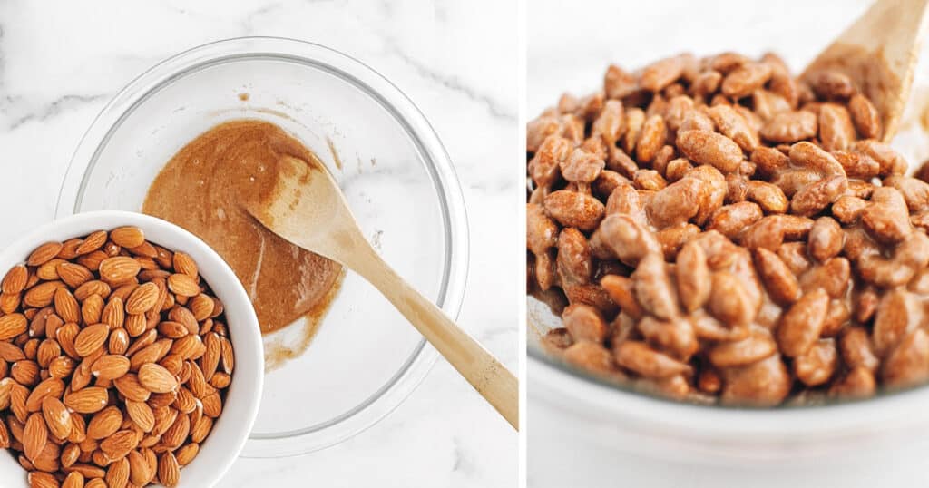 Coating Almonds with Cinnamon Sugar Mixture