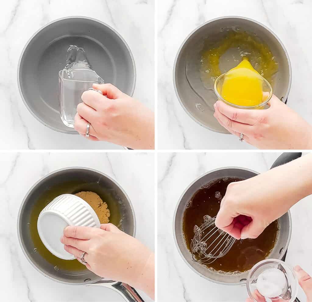 Saucepan with Water, Orange Juice, Brown Sugar, and Salt