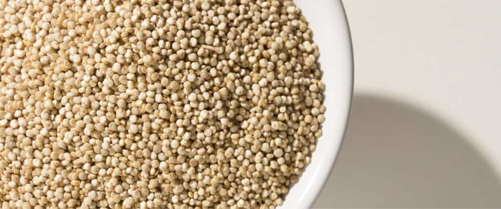 Raw Quinoa in a White Bowl