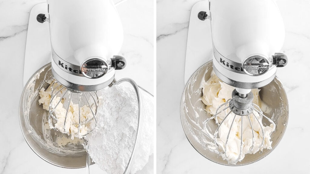 Adding Powdered Sugar to Butter Cream Cheese Mixture