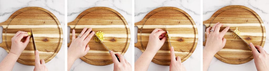 Chopping Fresh Garlic and Ginger