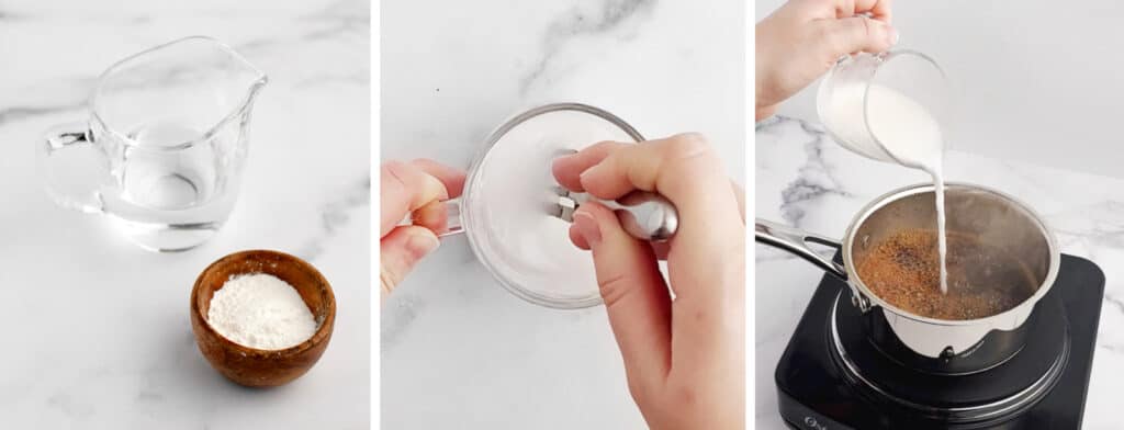 Making Cornstarch Slurry and Adding to Teriyaki Sauce Ingredients