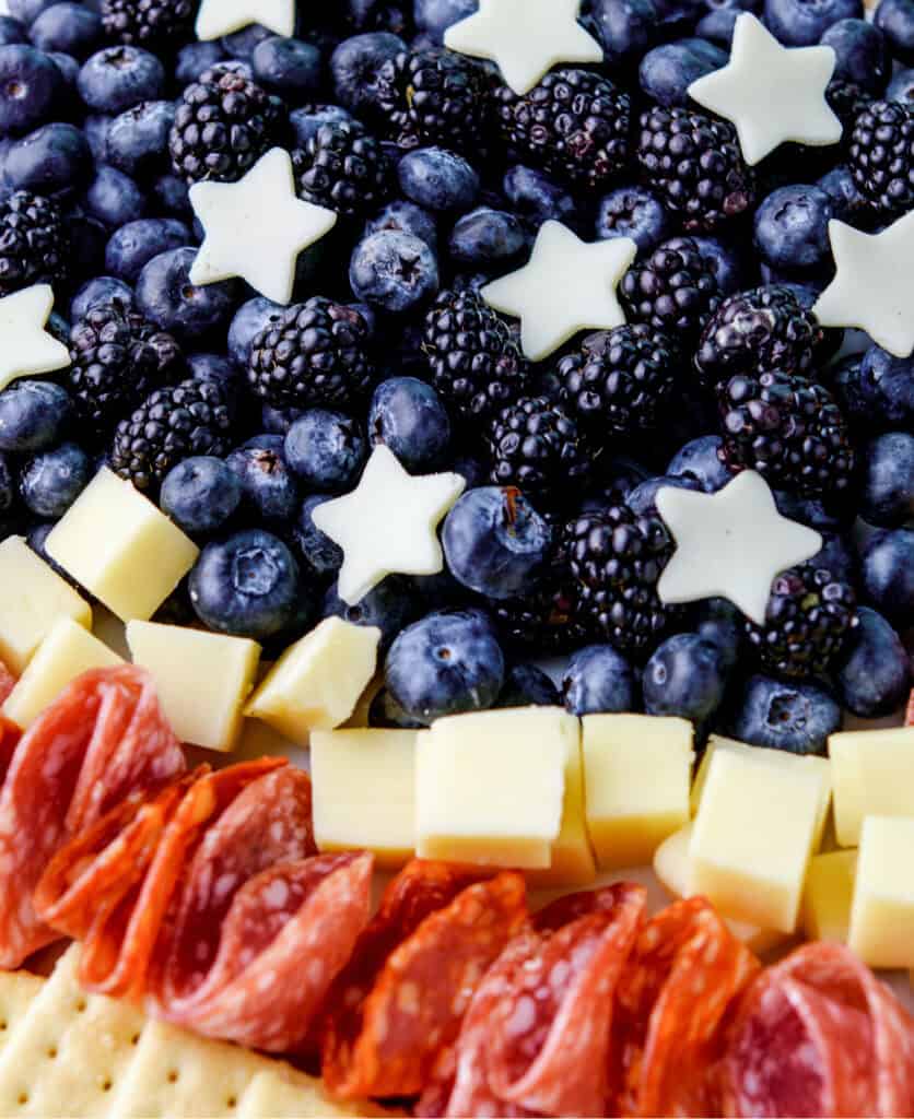 Blueberries and Blackberries with White Cheese Stars
