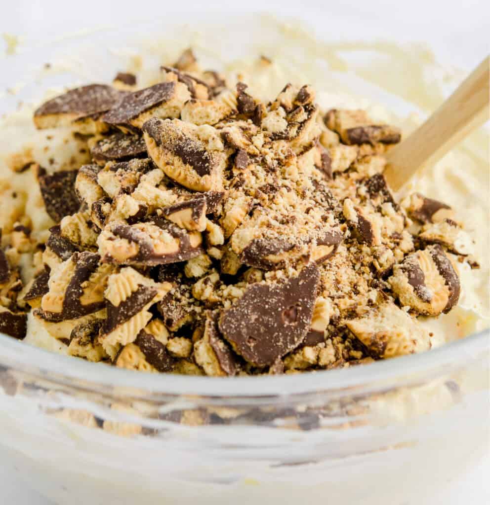 Adding Cookies to Pudding Mixture
