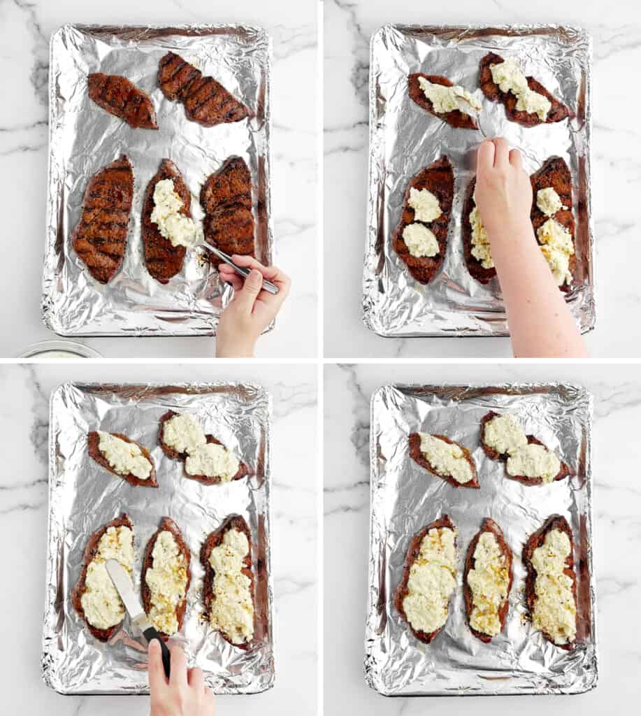 Top Each Steak with Gorgonzola Butter Mixture