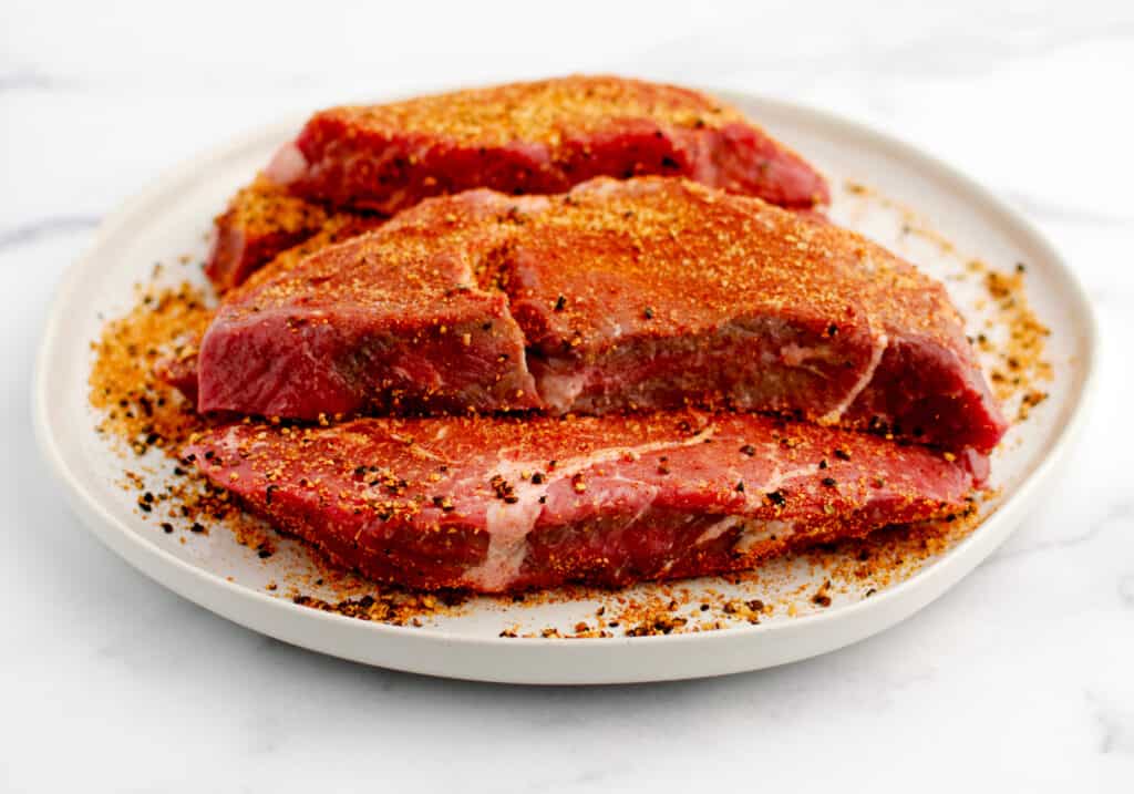 Steaks with Rub on Plate