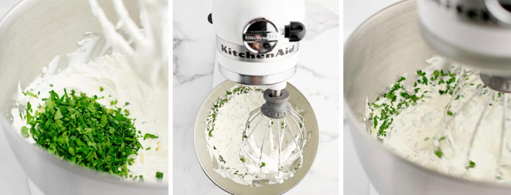 Mixing Green Goddess Dip Ingredients with Stand Mixer