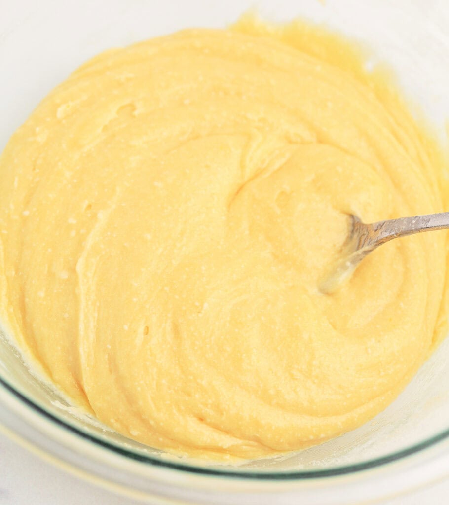Cookie Batter in Glass Bowl with Spoon