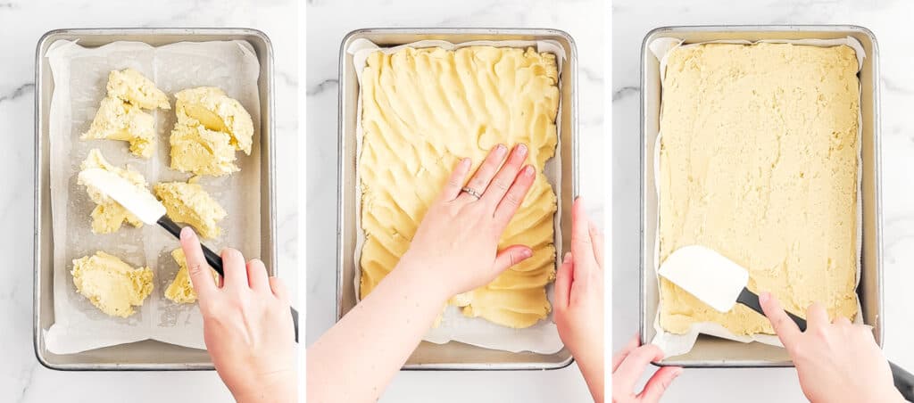 Pressing Dough Into Baking Pan
