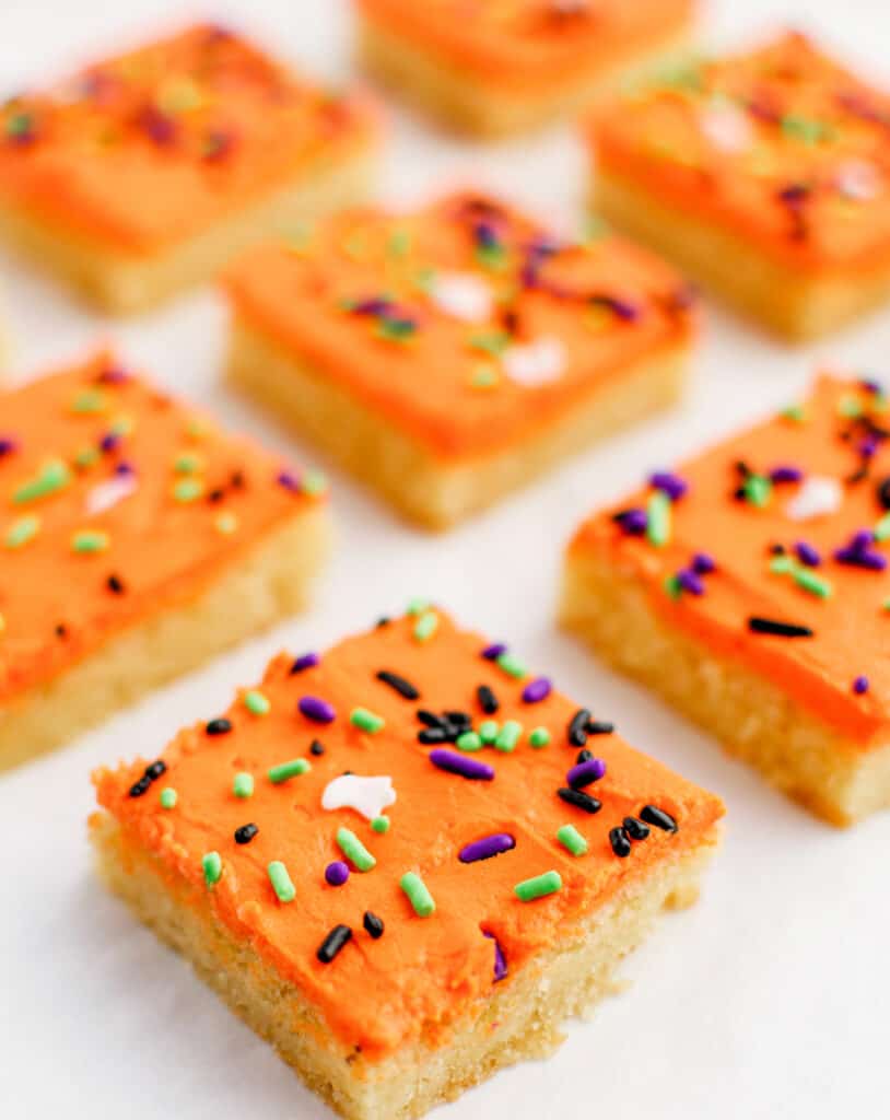 Frosted Halloween Sugar Cookie Bars