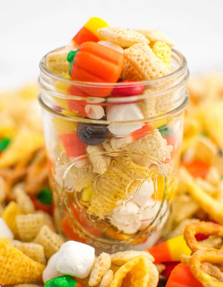 Harvest Halloween Snack Mix in Mason Jar