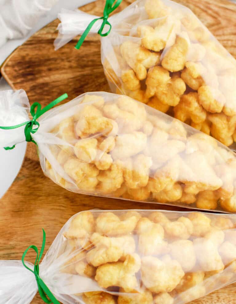 Caramel Puffcorn in Bags with Green Ribbon