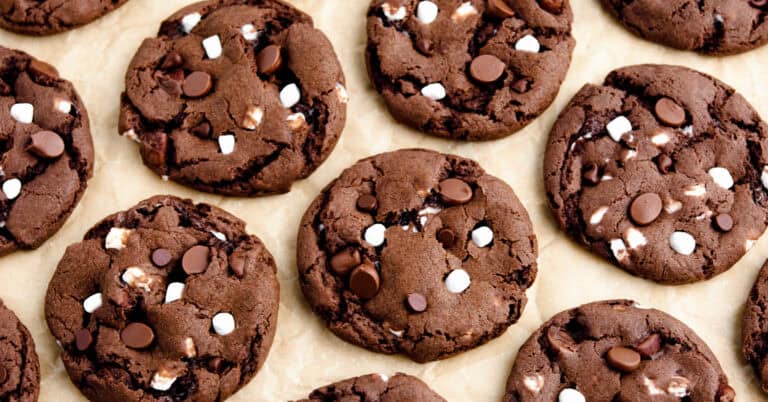 Hot Cocoa Cookies on Parchment