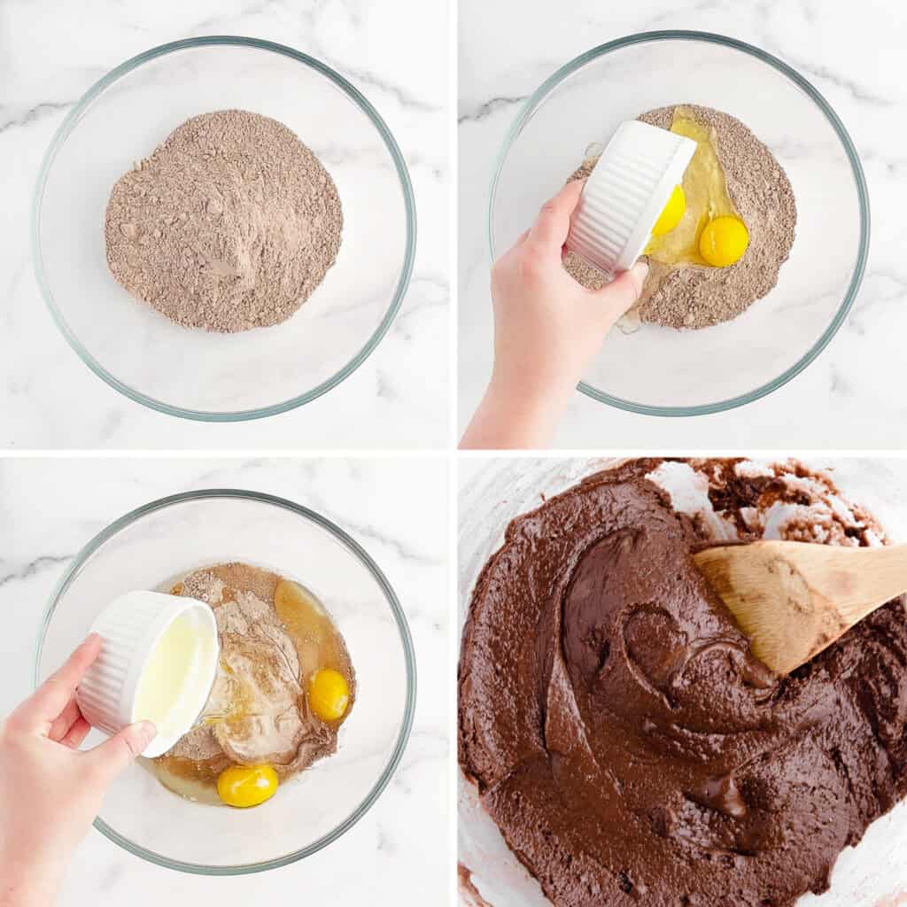 Mixing Cookie Dough in Glass Bowl