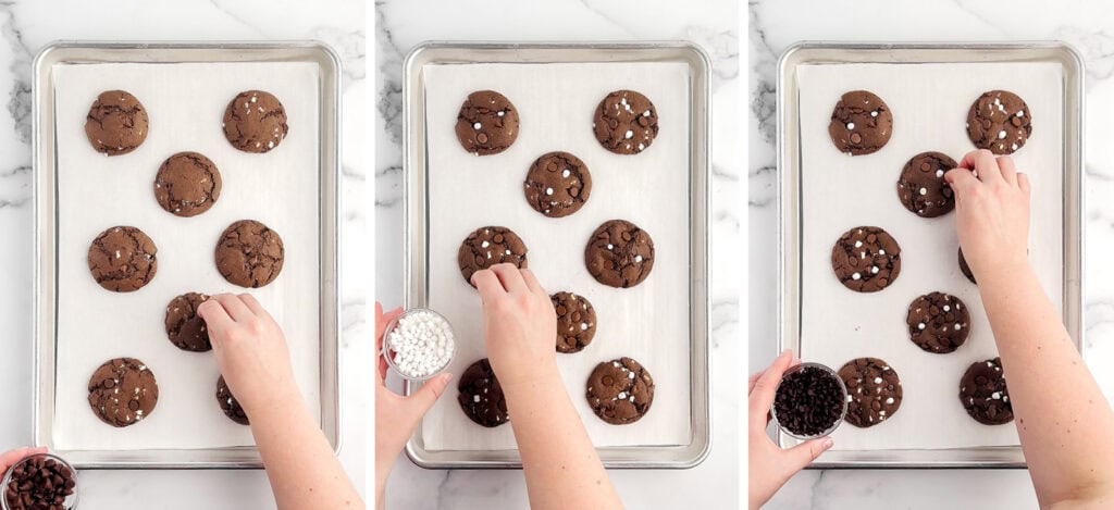Adding Chocolate Chips and Marshmallow Bits to Baked Cookies