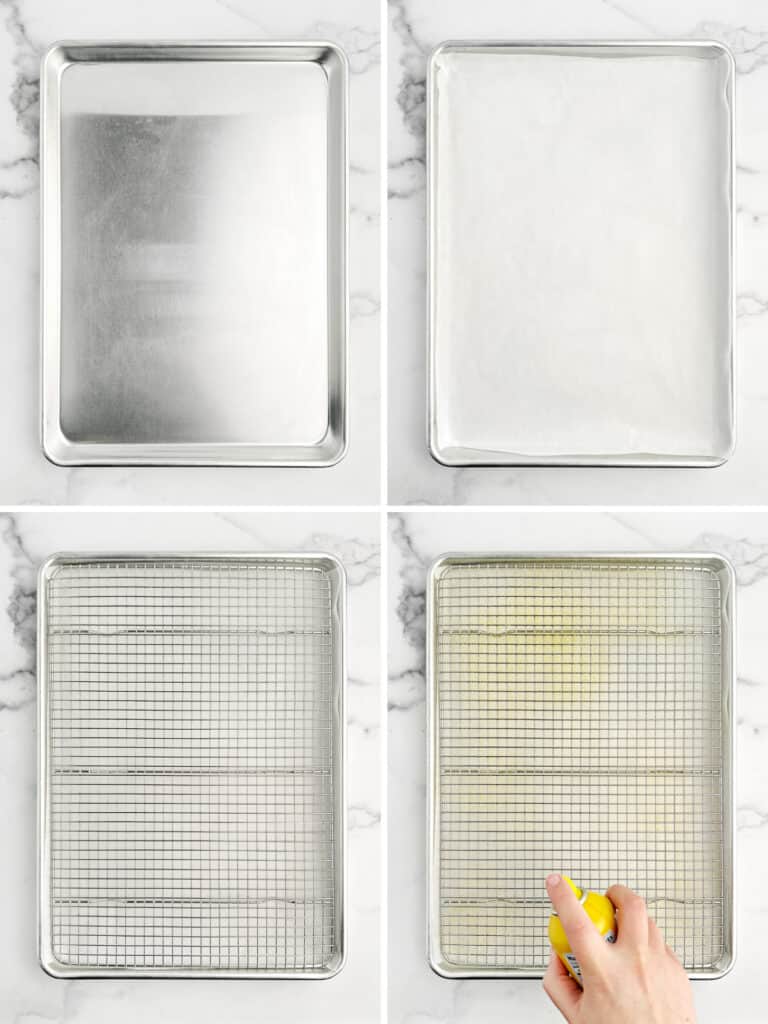 Metal Baking Sheet with Wire Rack and Cooking Spray