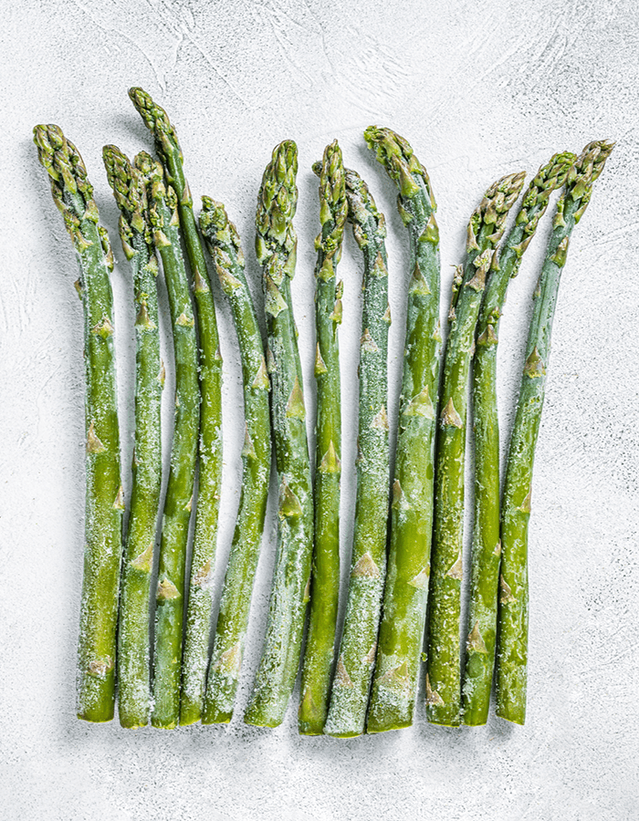 Frozen Asparagus on a White Background